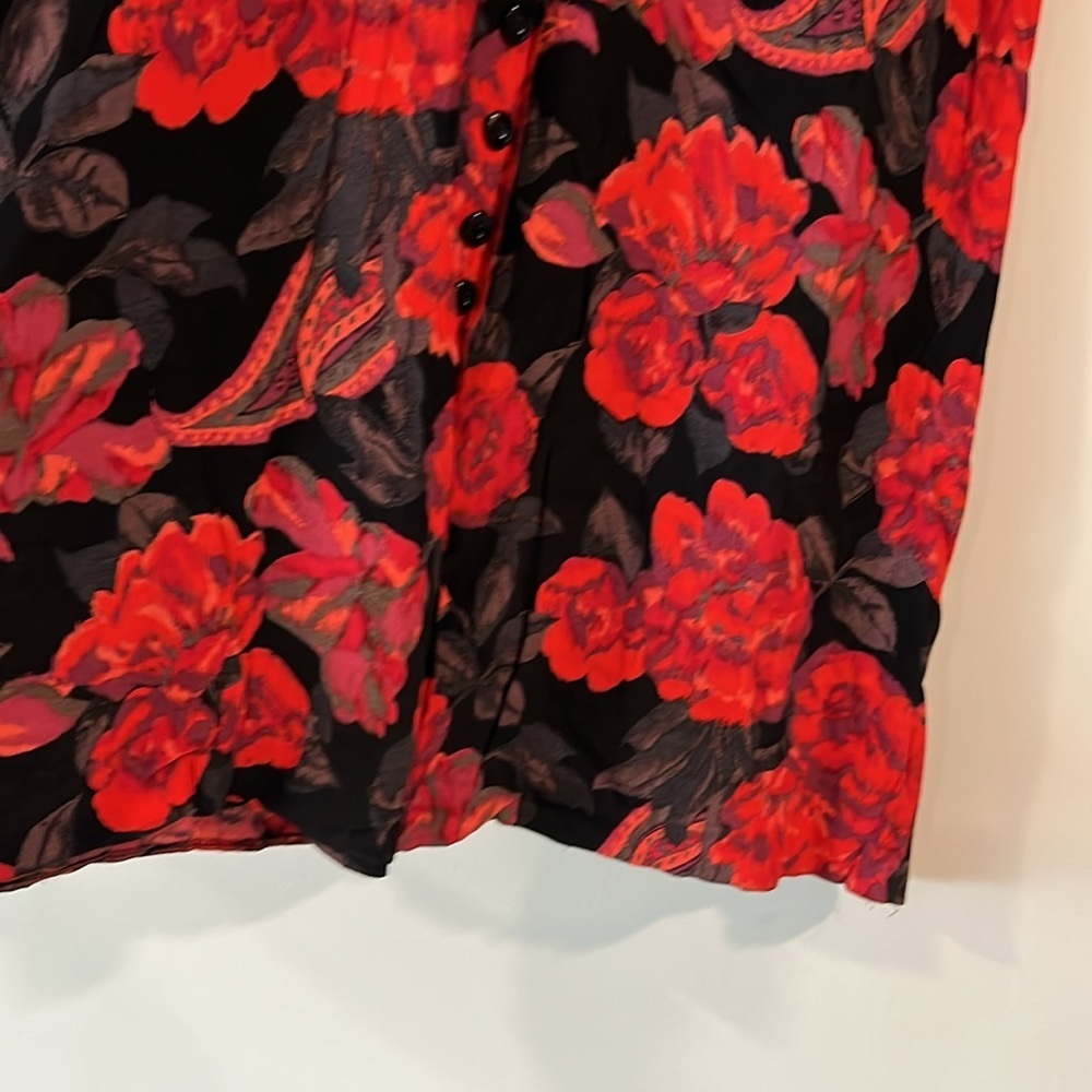 Emozioni - silk, button down maxi skirt, black and red - Picture 3 of 11